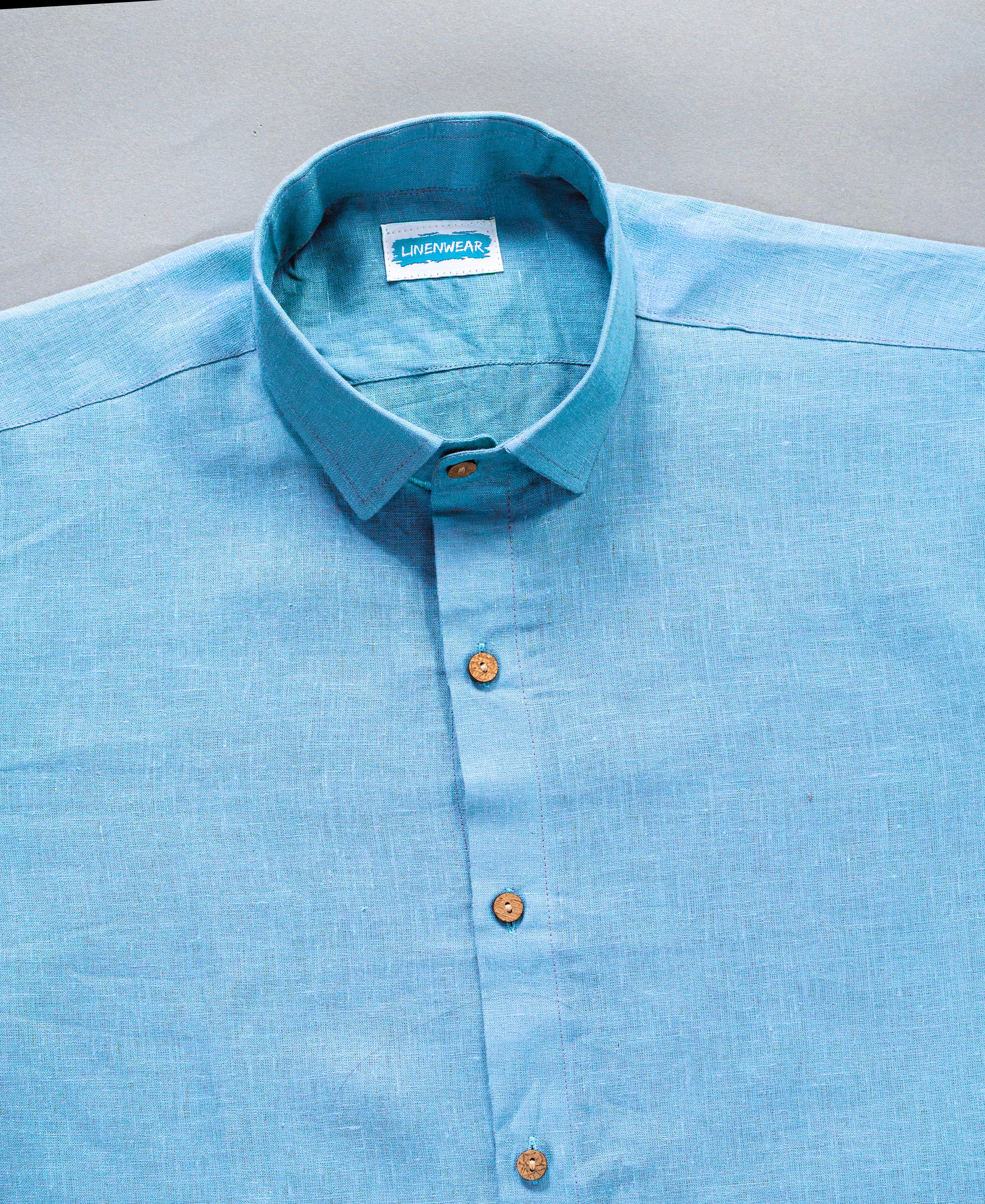 Cool Breeze Sky Blue Pure Linen Everyday Shirt for Men