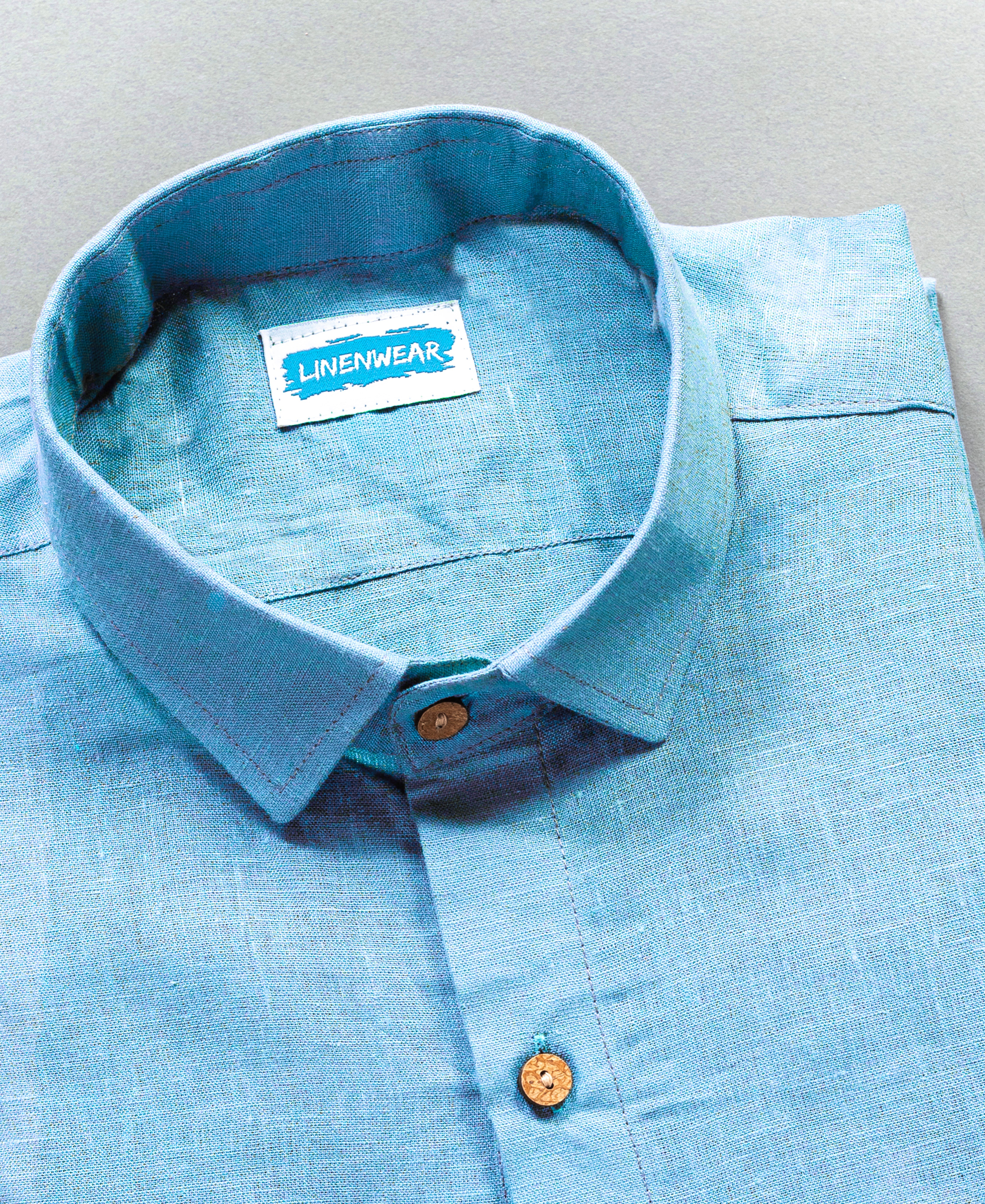 Cool Breeze Sky Blue Pure Linen Everyday Shirt for Men