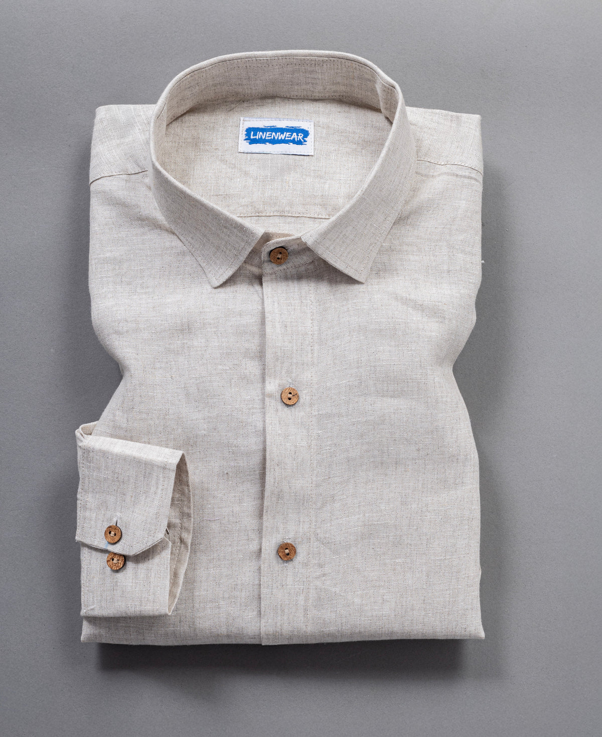 Beige Comfort Wear Sandy Shore Pure Linen Full Sleeve Shirt