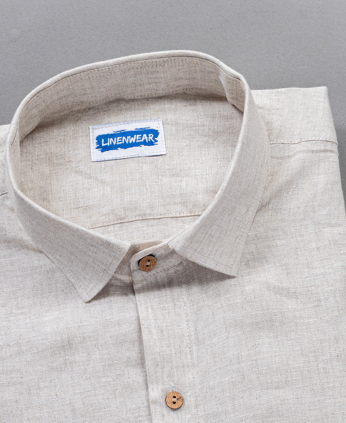 Beige Comfort Wear Sandy Shore Pure Linen Full Sleeve Shirt