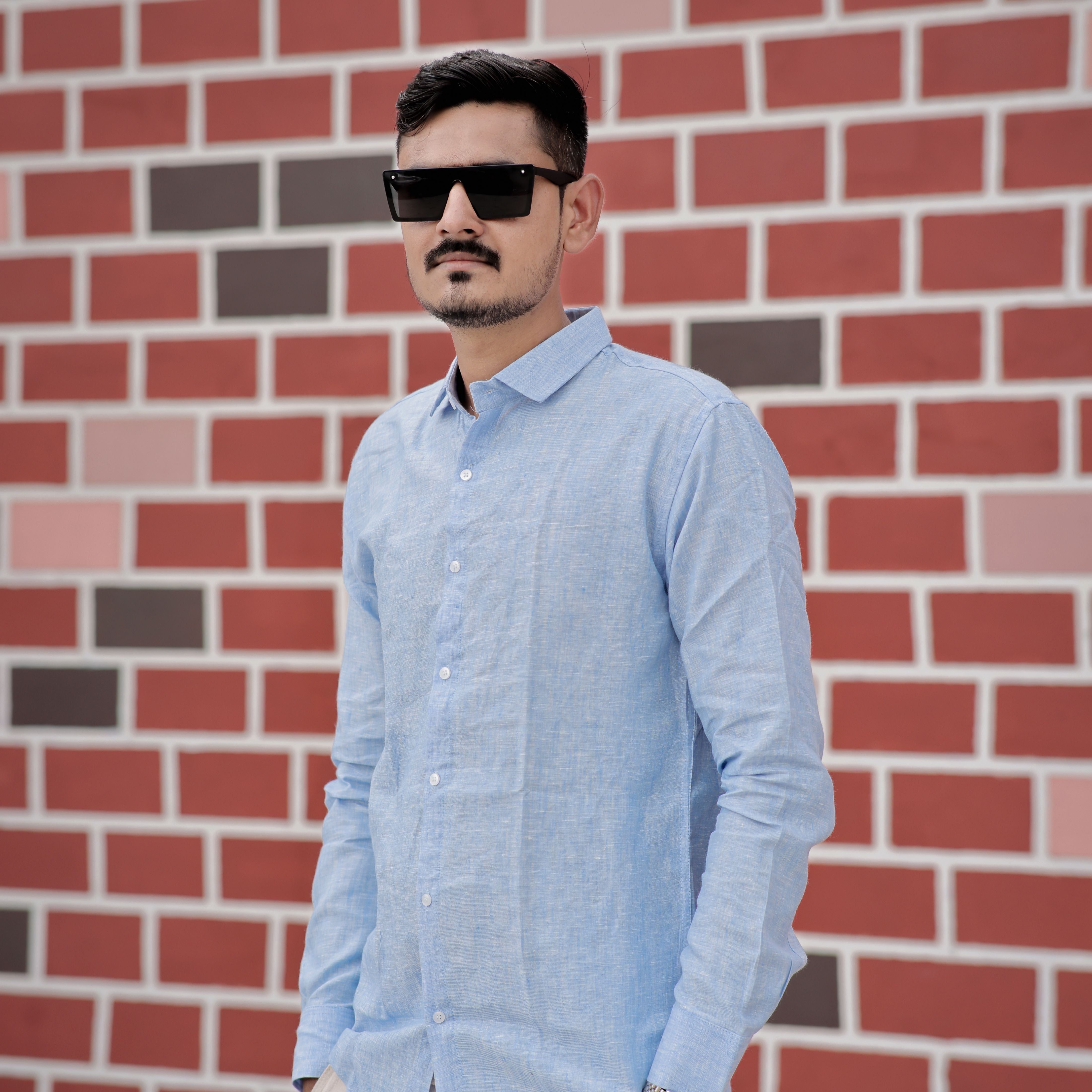 light blue linen shirt for men