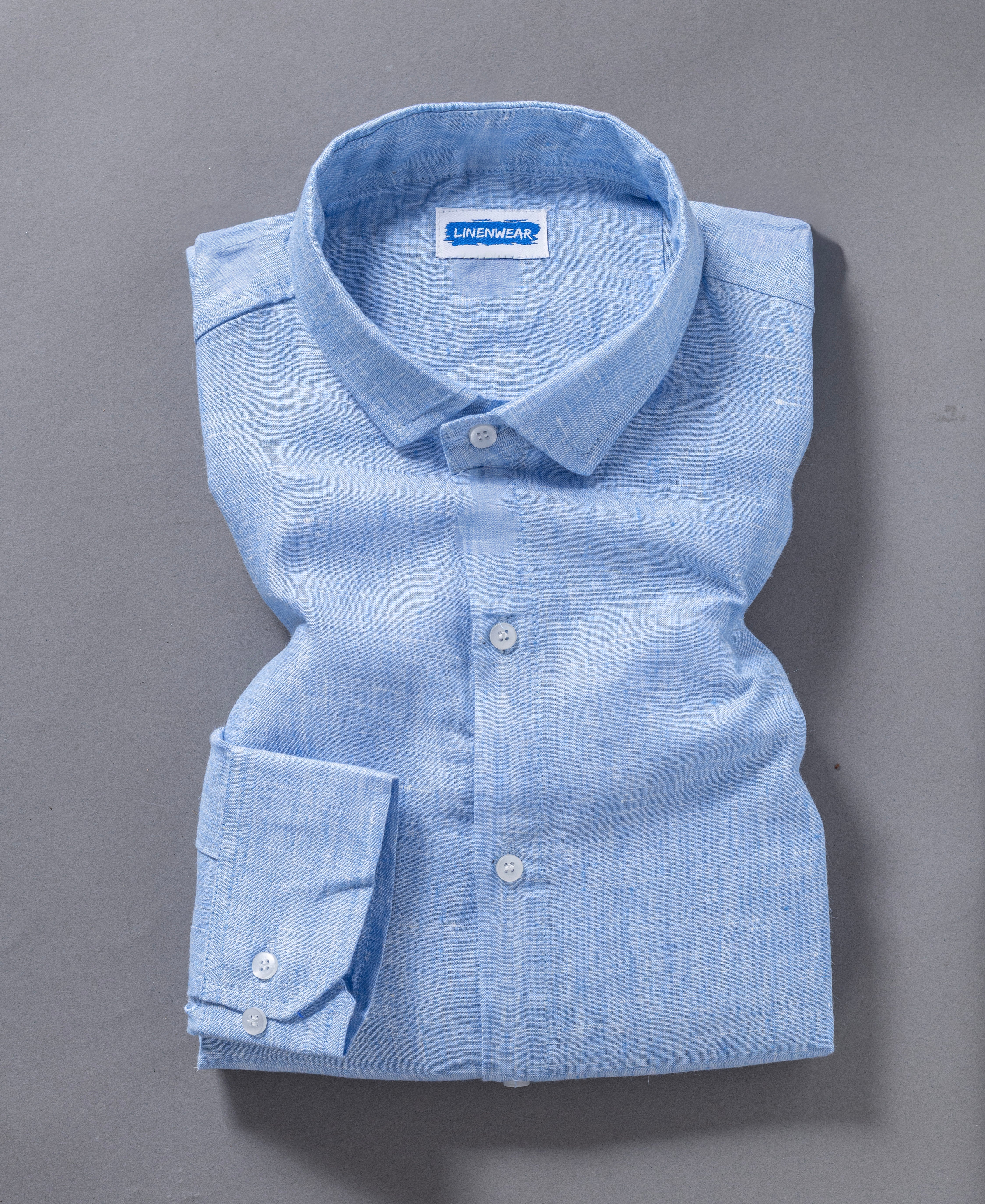 Regular Fit Blue Horizon Pure Linen Airy Shirt
