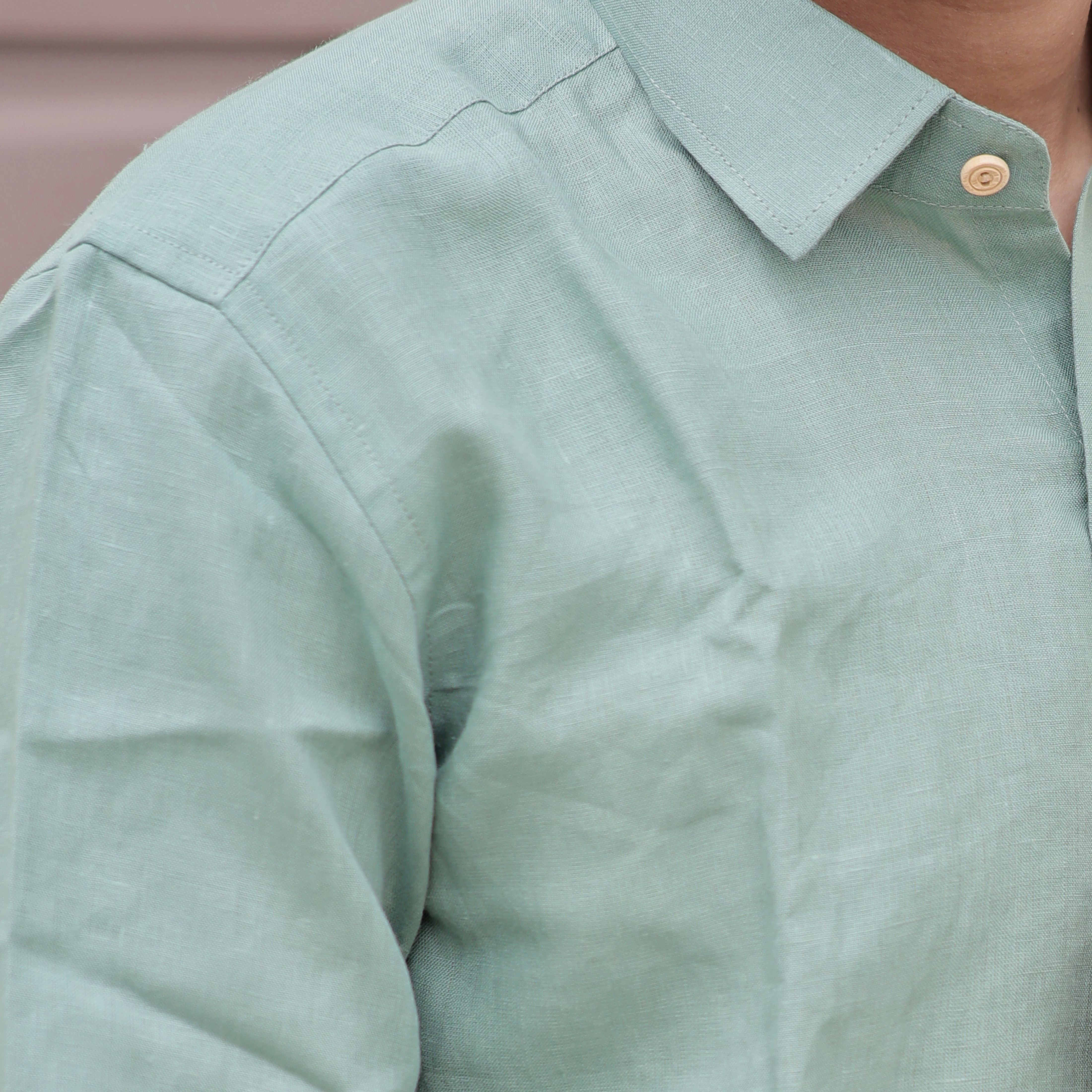 green linen shirt 