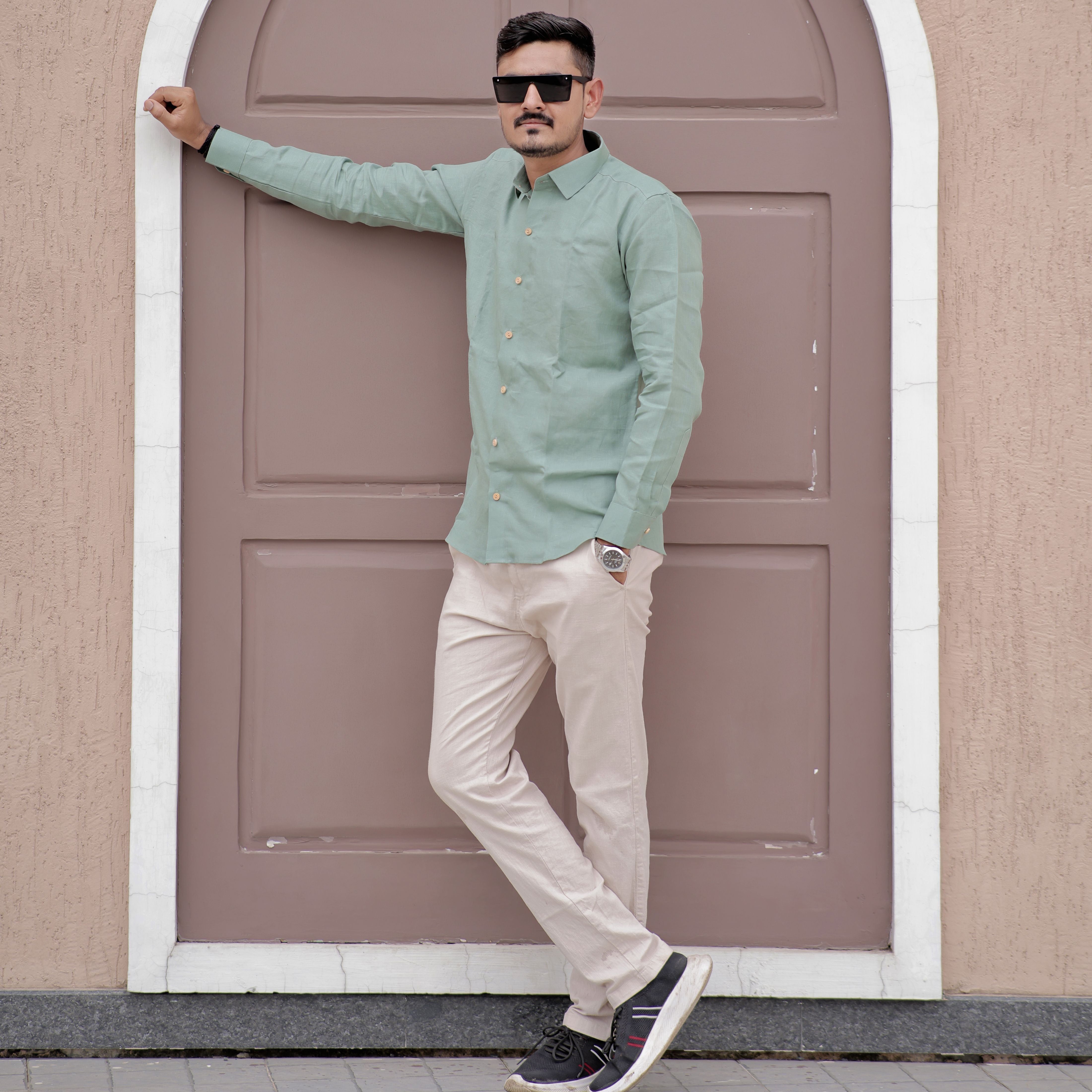 100% linen shirt men