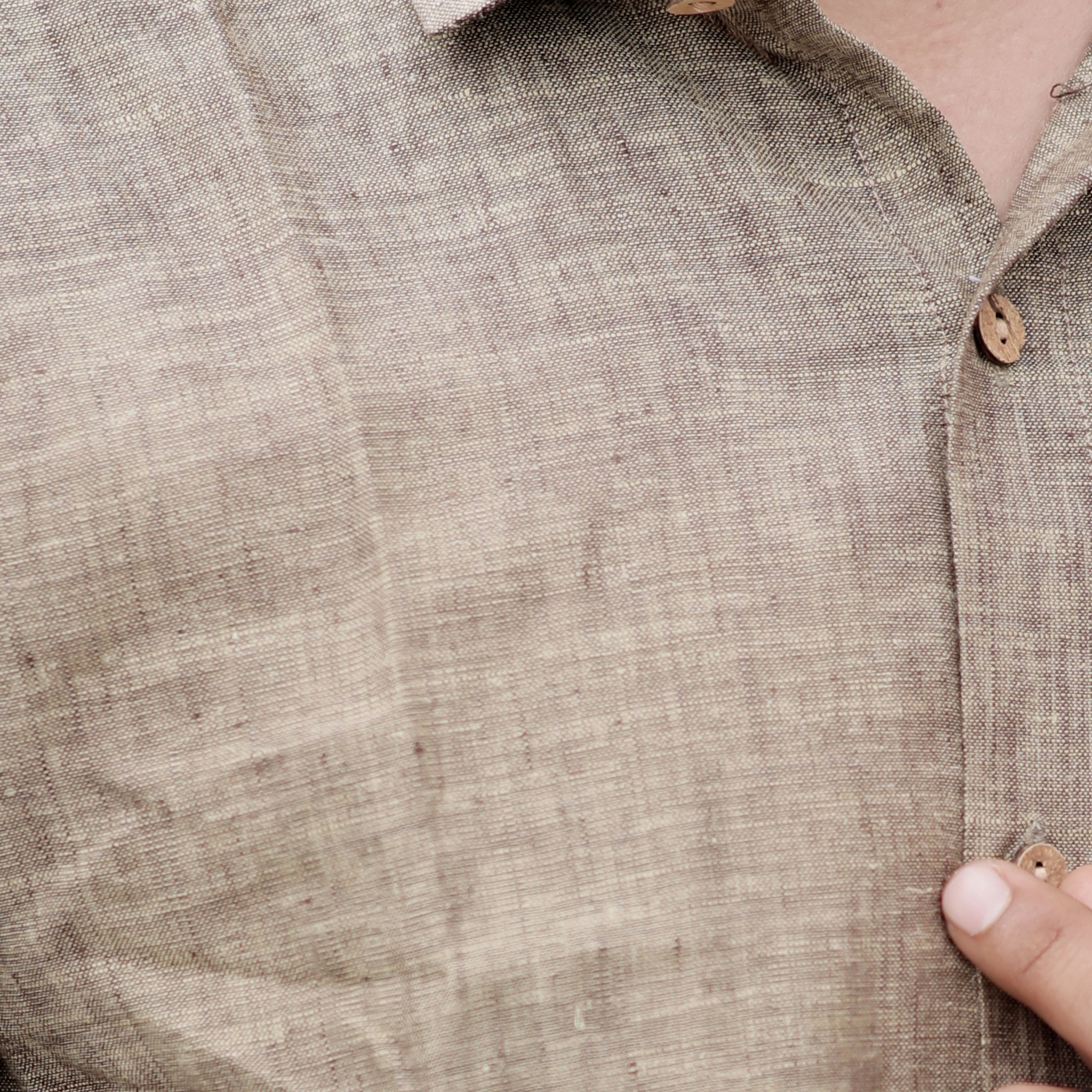brown linen shirt