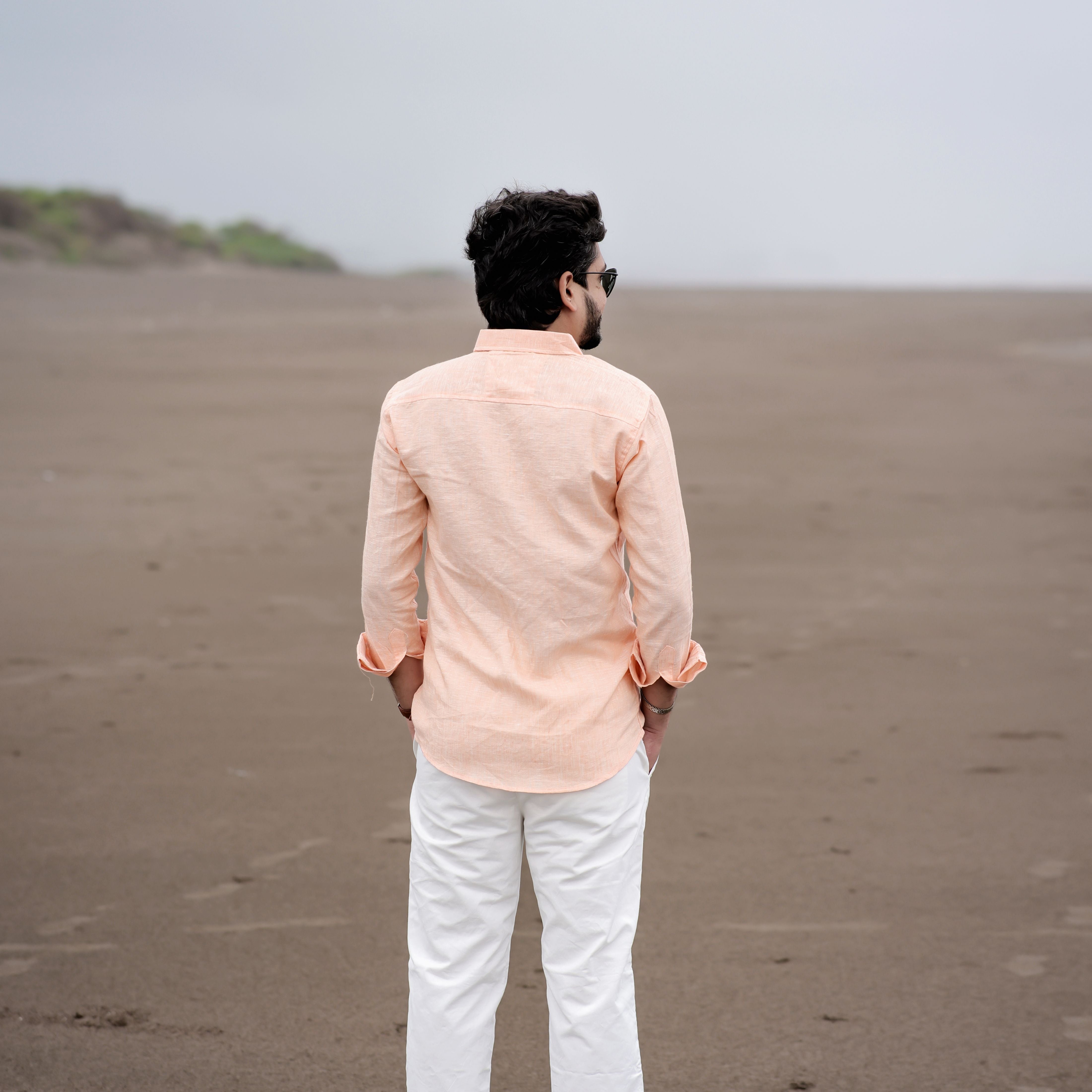 Pure linen shirt long sleeve