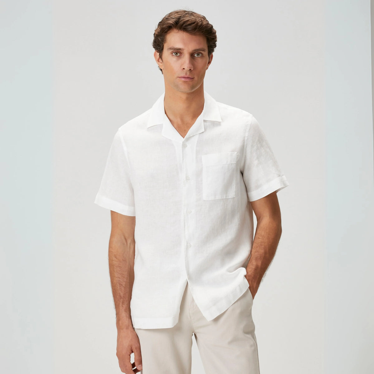 men's short sleeve linen shirt