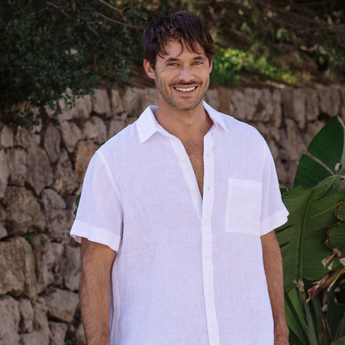 beachwear white linen shirt
